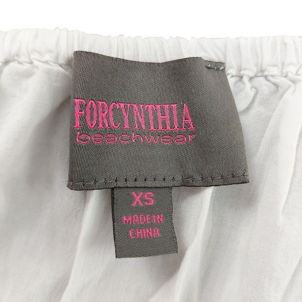 For Cynthia Beachwear Mini Dress Womens XS White Embroidered Bohemian Artsy - Picture 7 of 10